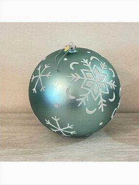SCF Large Huge Ornament Decor Aqua Blue Mint Green White Snowflake 8" Christmas